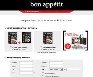 Bon Appetit Subscription Discount Coupons
